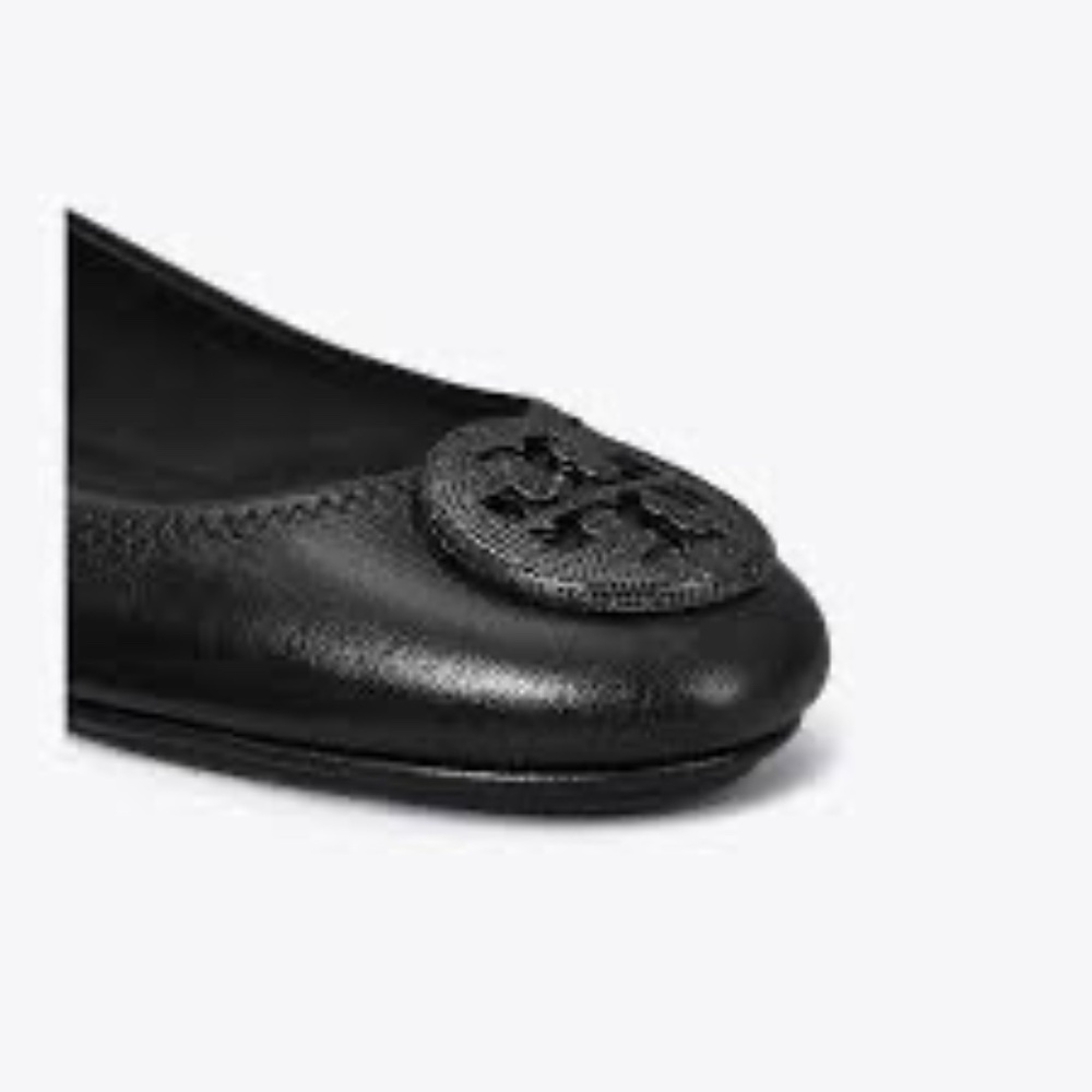 Nib   Tory Burch Minnie Travel Pavé Ballet Flat  -   PERFECT BLACK /JET
